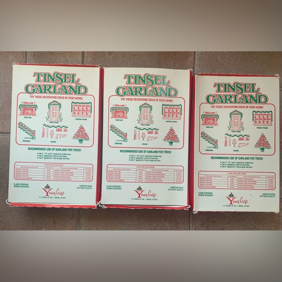 Vtg FC Young Deluxe Tinsel Garland Silver Christmas Decor 15' x 3” USA Lot Of 3 - Picture 2 of 3